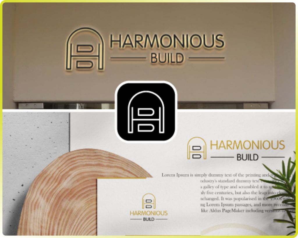 HARMONIOUS BUILD logo for interior design company